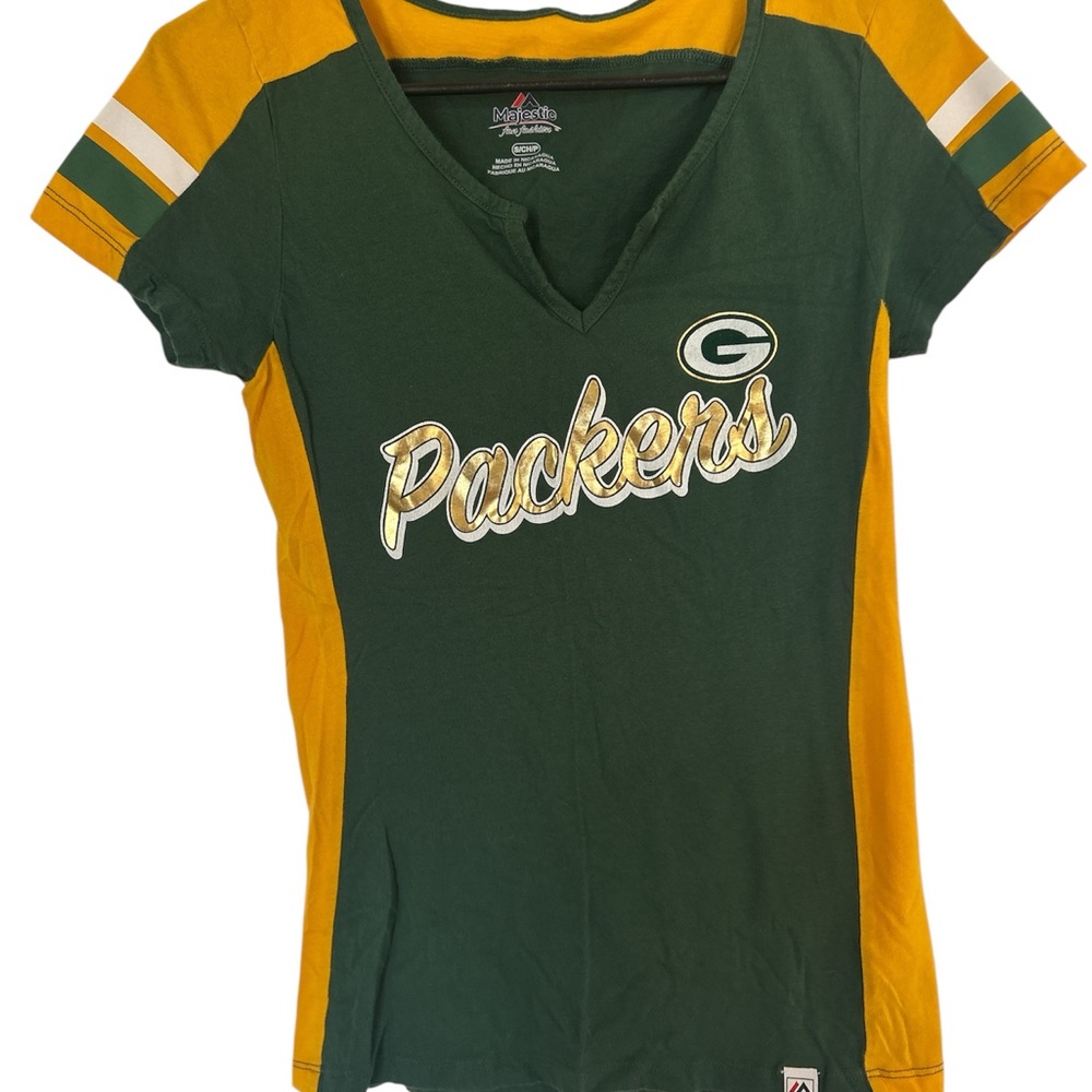Majestic Green and Yellow Packers Tee
